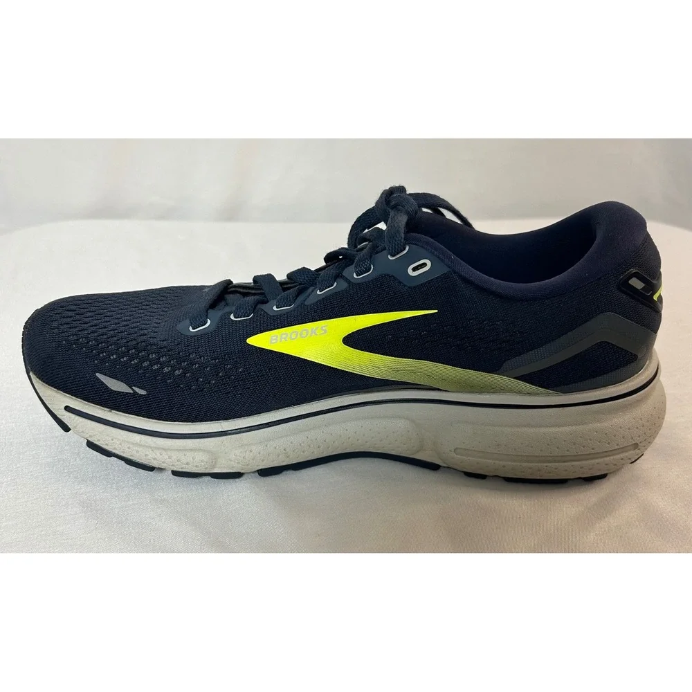 Brooks Ghost 15 Mens Running Shoes Navy Blue Neon Yellow 1103931D429 Size 7.5 D